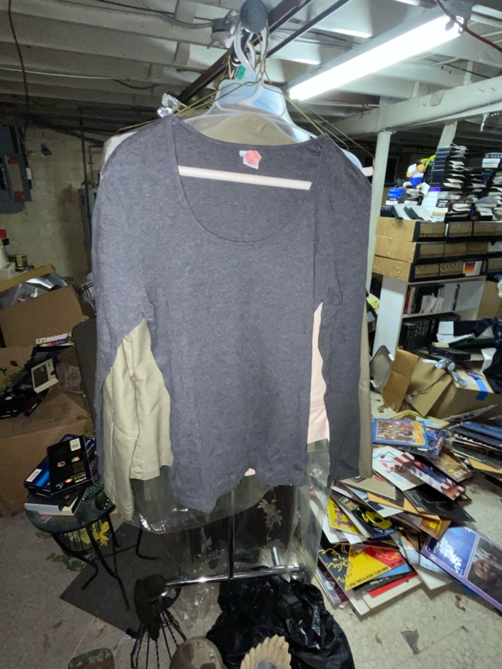 Vintage 90s GAP Dark Gray Scoop Neck Long Sleeve Top
